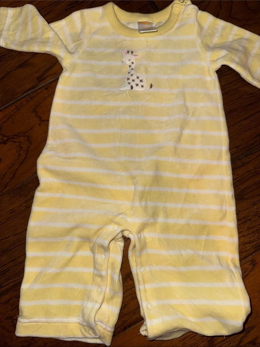 Place Yellow Striped Giraffe Footie and Green Surf Tee Set